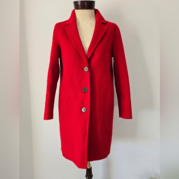 BANANA REPUBLIC Mid Length Lightweight Ultra Red Relaxed Wool Top Coat. Size XS - Picture 8 of 16